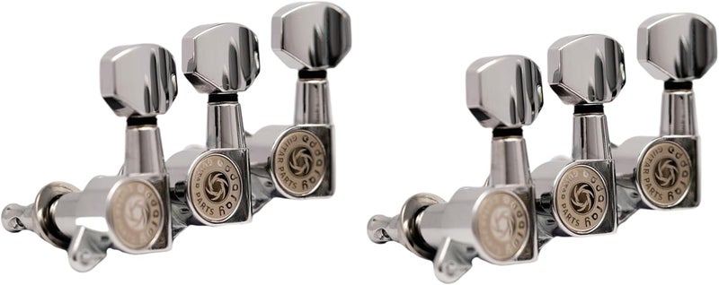 Eddaray Store Guitar Machine Heads (6 for Left) – 1:15 Gear Ratio Sealed Tuning Key Pegs Tuners Set with Hexagonal Shaped Knob Replacement, (E-1001, Chrome) - Image 1